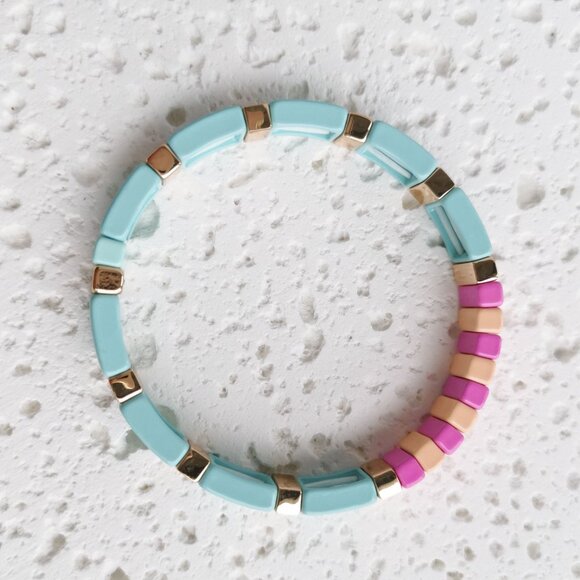 Roxanne Assoulin Rainbow Brite Gold Stretch Bracelet Colorful Fashion Jewelry - Picture 3 of 4